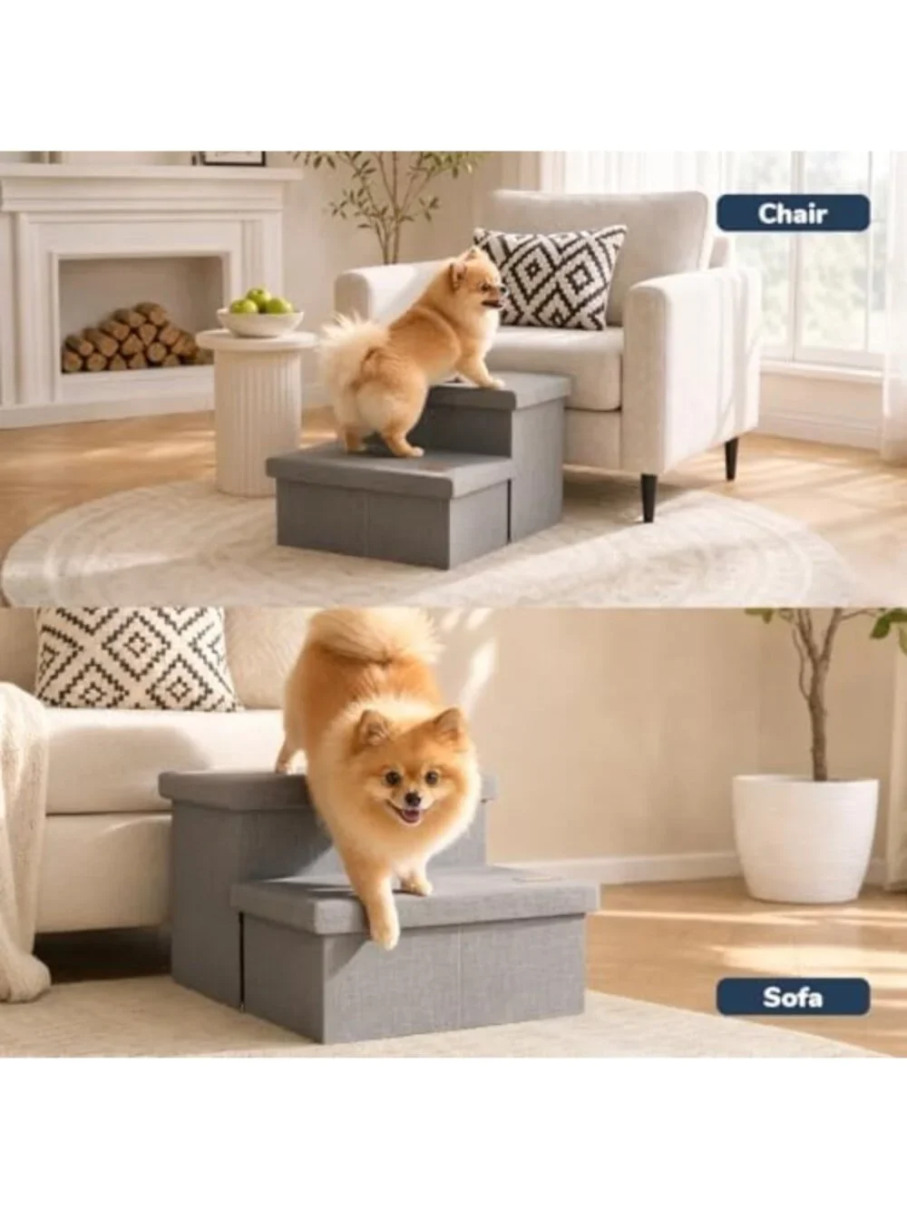 Wide Dog Stairs with Storage, Non-Slip Pet Steps for Couch & Car, Foldable 11
